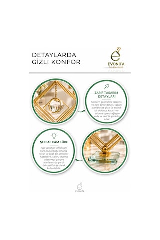 Evonıta Dekoratif Cam Küreli Geometrik Kare Biblo Altın Renk Kristal Tabanlı Sallanan Küre Masa Üstü Konsol Salon Dekoru