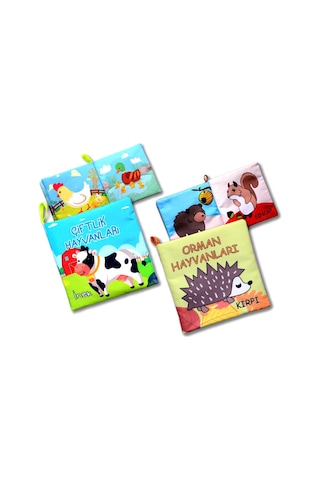 2 Kitap Tox Çiftlik Hayvanları ve Orman Hayvanlar Kumaş Sessiz Kitap