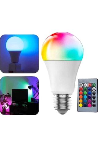 Akıllı Rgb Led Ampul Led Uzaktan Kumandalı Renk Değiştiren Ampul Çok Renkli