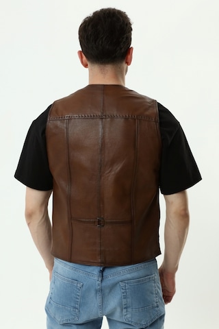 Hakiki Deri Yelek Kahverengi