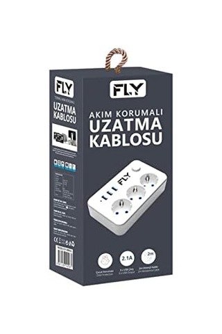 3406 Termal Akım Korumalı, Çocuk Korumalı, 3 X Usb, 2mt Uzatma Kablosu 3nanlü Priz, Beyaz Diğer