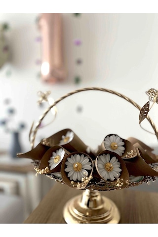 Kişiye Özel Düğün Nişan Söz Hediyelik Papatya Buket - 10 Adet