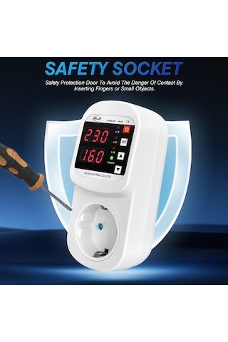 Youmex Eu Standartlı Buzdolabı Koruma Soketi, Led Ekranlı Otomatik Yenileme, Aşırı/fazla Düşük Gerilim, Akım Ve Dalga Baskı Korumalı 100-250v