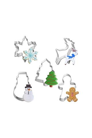 Yılbaşı Silikon Kalıp + Kurabiye Kalıbı Seti Noel Baba Christmas Şeker Hamuru Çikolata Kalıbı Çok Renkli