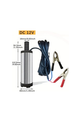 12v Taşınabilir Paslanmaz Çelik Dalgıç Pompa, Dc 12v, Dizel, Kerosen & Su İçin İdeal - Hafif, Kolay Kurulum, 3m Tel, Kömür Yağı, Küçük Boyut