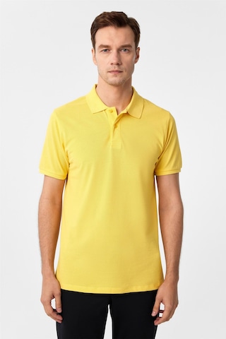 Sarı Slim Fit Armürlü Polo Yaka Tişört-37205 Sarı