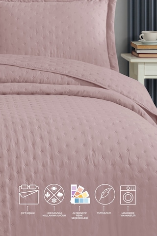 Elart Yatak Örtüsü Helena Çift Kişilik 3 Parça 240x260 Cm Pudra Pudra