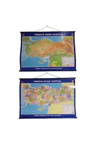 Türkiye Çift Taraflı Siyasi ve Fiziki Haritası 50 x 70 CM