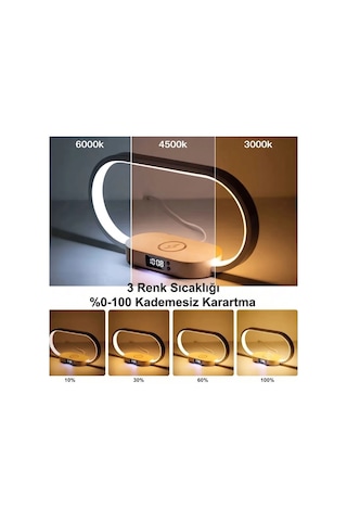 Omniax 10w Çok Fonksiyonlu Kablosuz Hızlı Şarj İstasyonu Telefon Standı Led Dijital Saat Ve Gece Lam Çok Renkli