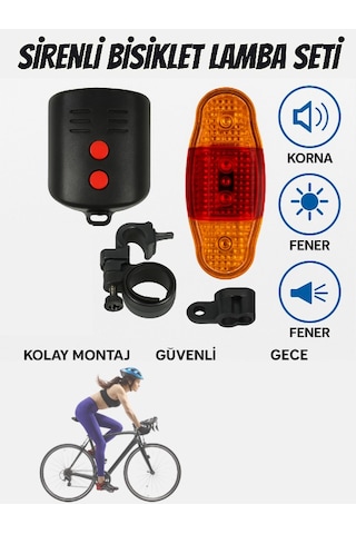 Bisiklet Lambası Ve Sirenli Fener 3 Modlu Led Işık