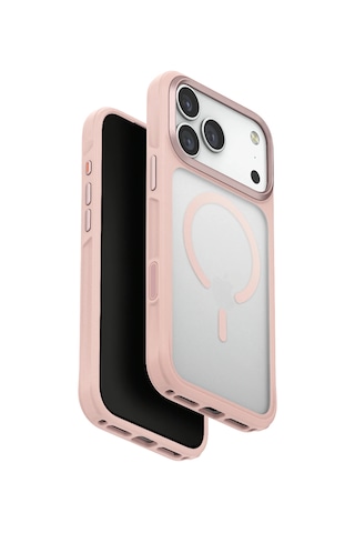 Apple Uyumlu iPhone  17 Pro Max Kılıf Veren Serisi Buzlu Transparan Hassas Ve Şık Tonlama Koruyucu Magsafe Kapak Pembe