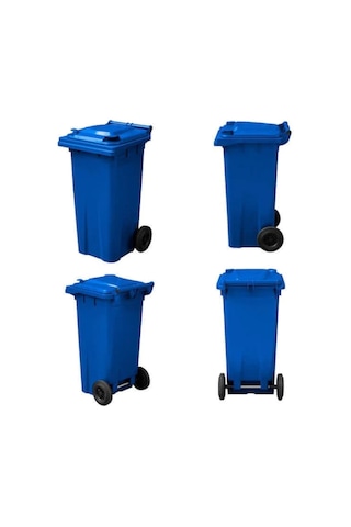 Mavi Plastik Çöp Konteyneri 120 Litre Konteyner - A+ Isıya Karşı Mavi