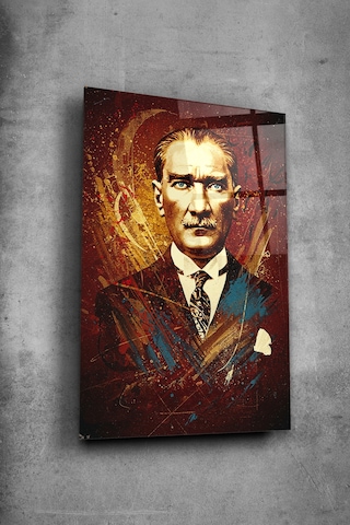Atatürk Cam Tablo Portre Cam Tablo Duvar Dekoru Atatürk Portresi Kırılmaz Cam Solmaz Baskı 027