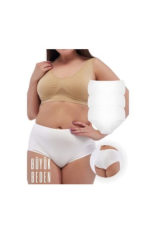 Alya Underwear Kadın Battal Külot - 3 Adet Siyah 8xl, 9xl, 10xl Beyaz