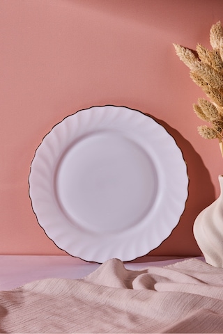 Waves Opal Yaldızlı Pasta Tabağı 19 Cm Beyaz Beyaz