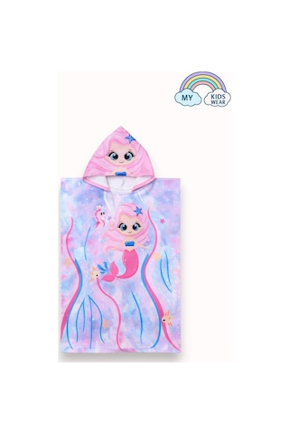 My Kids Wear Kız Çocuk Deniz Kombini 3 Lü Set Mayo, Havlu Ve Bone 12580 Beyaz - Mor