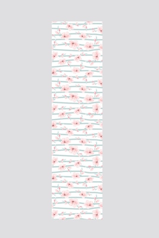 Pembe Yeşil Modern Çiçek Desenli Runner 40x140cm Pembe