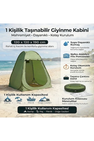 Büro Ev Ofis Kamp Keyfi İçin 120x120x190cm 1kişilik Plaj Piknik Giyinme Soyunma Kabin Tipi Doğa Çadırı Diğer