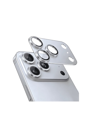 Apple Uyumlu iPhone 17 Pro Mohseven Alüminyum Kaplamalı Safir Anti Reflective Kamera Lens Koruyucu Gümüş Apple Uyumlu iPhone 17 Pro Mohseven Alüminyum Kaplamalı Safir Anti Reflective Kamera Lens Koruyucu Gümüş