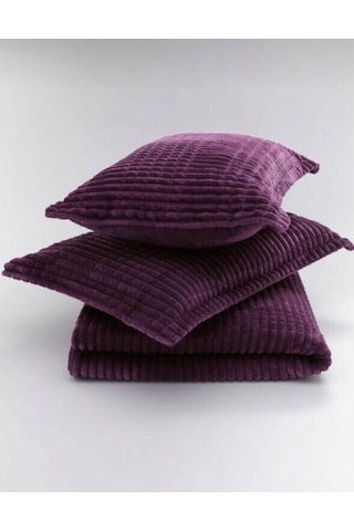 Merinos Modern Line 3 Parça Çift Kişilik Battaniye Seti Kutulu 220x240 Mürdüm Mürdüm