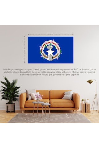 Kuzey Maryana Adaları Ülke Bayrağı 45x22cm Duvar Tablosu Çerçevesiz Pvc Tablo