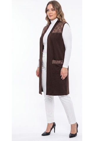Wearon Kadın Düğmesiz Cepli Modelli Yelek 54050 Bgl-st05663 Kahve