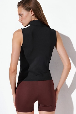 Hiccup Fitted Balıkçı Yaka Kolsuz Active Top Siyah