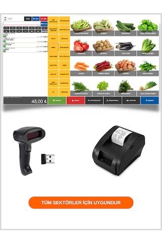 Kablosuz Barkod Okuyucu+ Fiş Yazıcı+ Barkodlu Satış Sistemi Programı