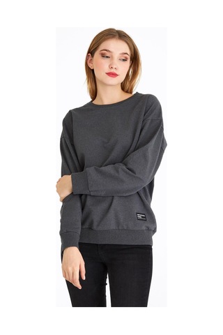 Comeor Kadın Antrasit Basic Bisiklet Yaka Regular Fit Rahat Sweatshirt 001