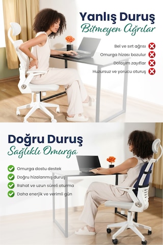 Anatomik Ortopedik Visco Bel Destek Yastığı Kilitli Sabitleme Lastiği, Ofis, Araba Lacivert