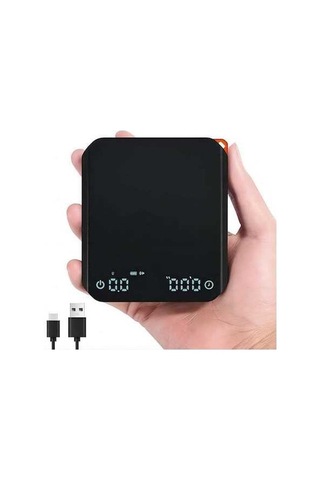 Fortunelane Kahve Terazisi: Hassas Ölçüm, 3 Mod, Entegre Zamanlayıcı, Şarj Pil, Siyah, 2kg Kapasite Siyah