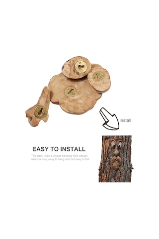 Aubyhe A Tipi Ağaç Kabuk Yüz Figürü, Bahçe Dekorasyonu, Paskalya Ve Halloween Dışarıdaki Kreatif Prop, Kolay Kurulum, Canlı Görünüm