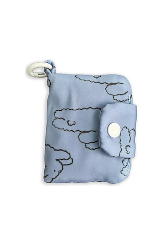 Elmpaly Mavi Tavşan Desenli Papatyalı Kartlık Fonksiyonlu Mini Çanta