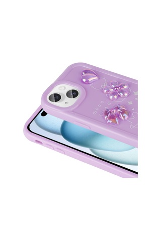 Apple Uyumlu iPhone 14 Plus Kılıf Kabartma Figürlü Parlak Zore Toys Silikon Kapak Light Green
