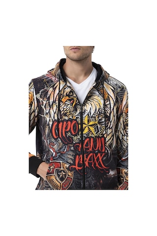 Cipo & Baxx Cl574 Kartal Desenli Kapşonlu Erkek Sweatshirt Siyah