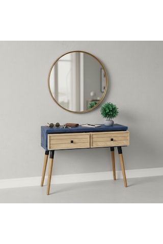 Mobenta Stria Entry: Modern Masif Dresuar 2 Çekmeceli Antre Konsolu - 120x31 Ig-bz Mavi-krem