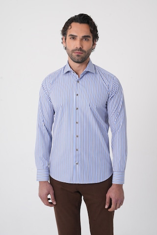 Bisse Uzun Kollu İtalyan Yaka Mavi Desenli Erkek Gömlek Gmczg252052 C35 Mavi