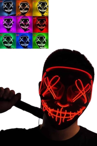 Led Işıklı Neon Maske Cadılar Bayramı Maskesi Korkunç Korku Maskesi Diğer 89872501