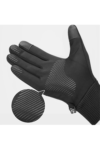 Jialan Kış Su Geçirmez Erkek Eldivenleri Rüzgar Geçirmez Spor Siyah