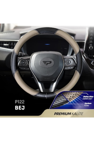 Panda Oto Direksiyon Kılıfı - Delikli Deri / Karbon Yüzey - Universal