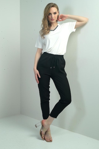 By Saygı Kadın Beli Lastikli Yandan Cepli Havuç Paça Pantolon-40798 Siyah