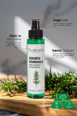 Naturix Doğal Dökülme Karşıtı ve Saç Uzamasını Destekleyici Biberiye Suyu 100 ML