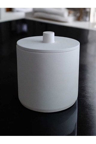 Kırık Beyaz Beton Mutfak Ve Banyo Çöp Kovası, 4 Litre,dekorasyon,aksesuar Beyaz