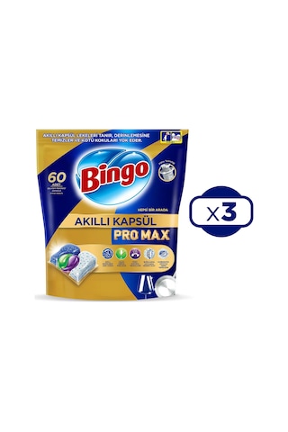Bingo Akıllı Kapsül Pro Max Bulaşık Makinesi Deterjanı 3 x 60 Tablet
