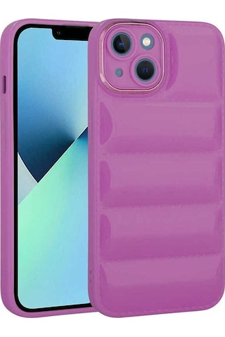 Apple Uyumlu iPhone 14 Kılıf Kamera Korumalı Parlak Airbag'li Zore Galya Kapak Mor