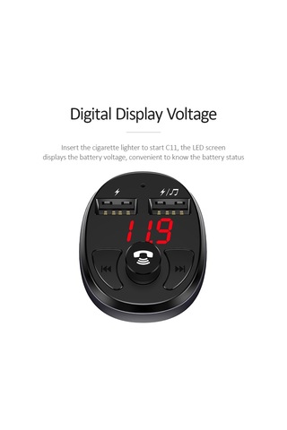 Usams Us-cc062 C11 Kablosuz Bluetooth4.2 Araç Fm Verici Mp3 Müzik Çalar İle Çift Usb Bağlantı Noktaları Siyah