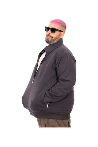 Mode Xl Erkek Büyük Beden Hırka Fermuarlı U24442 Füme