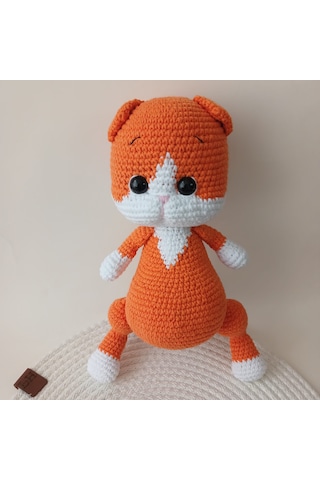 Turuncu Beyaz Amigurumi Kedi 0211 - Turuncu
