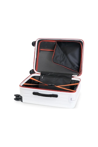 Ground İnce Çizgili Ametis 2'li Set Valiz 010737 Beyaz