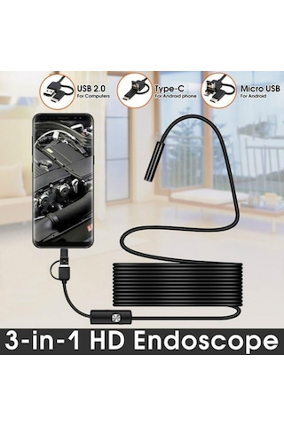 Endoskop 3 İn 1 Yılan Kamera Usb Micro Usb Type-c 5m Sert Kablo Arbltgswyg8wfwxpcf8